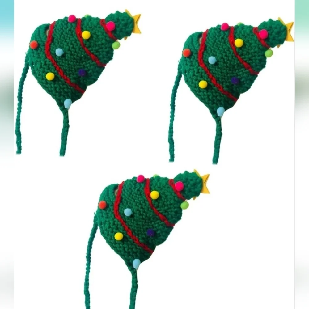 Hand Crafted crochet hat Christmas tree pet hat green & multicolored pump pumps